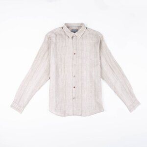 Stitch Note Long Sleeve Striped Shirt - Beige